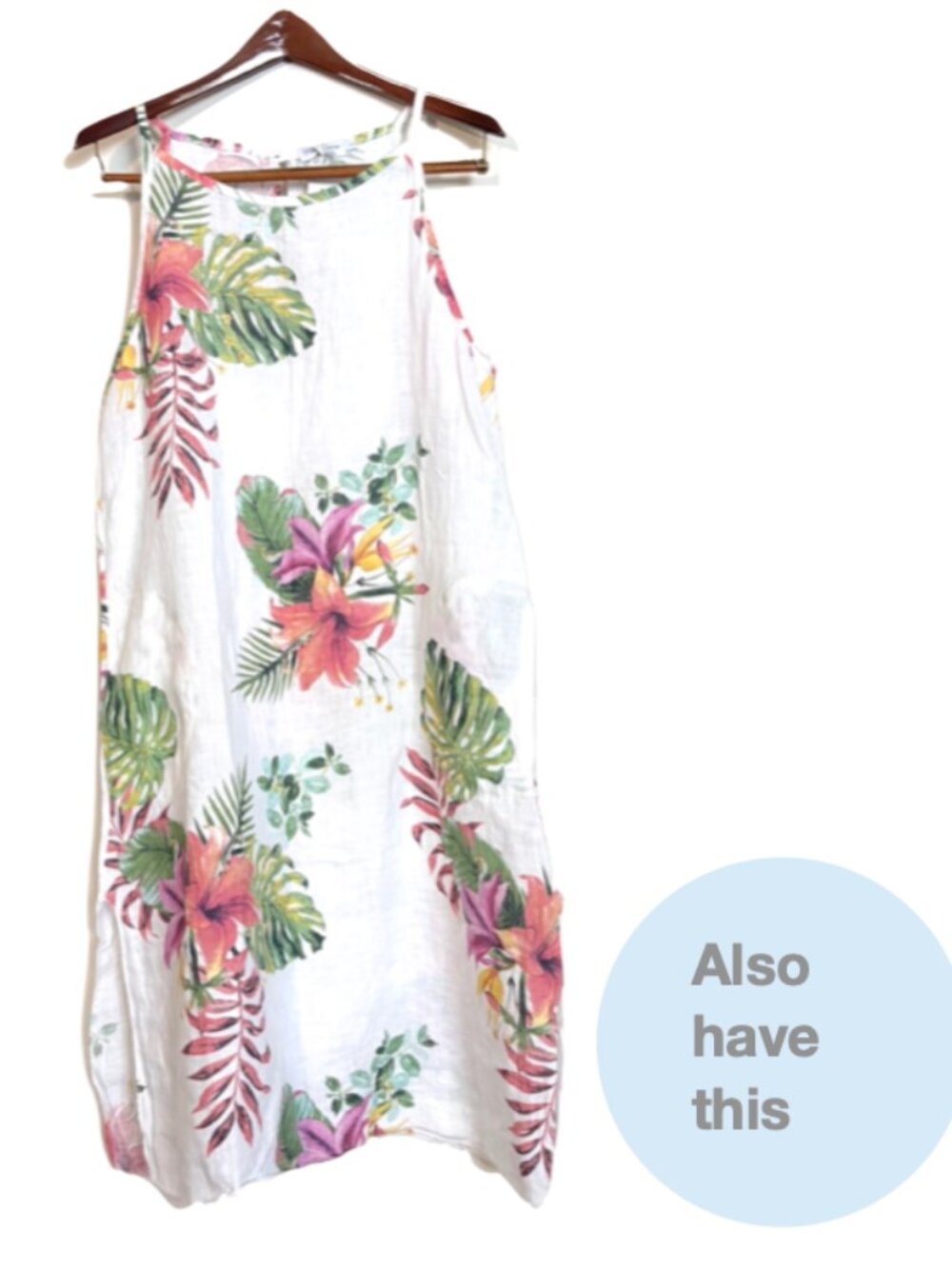 Made in Italy women dress size L linen blue maxi tulip tank - Picture 10 of 11